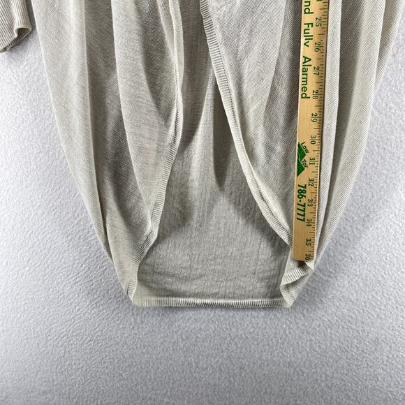 THEORY Cardigan Womens PS Linen Blend Long Curved Shawl Open Front Dolman Gray - Picture 8 of 10